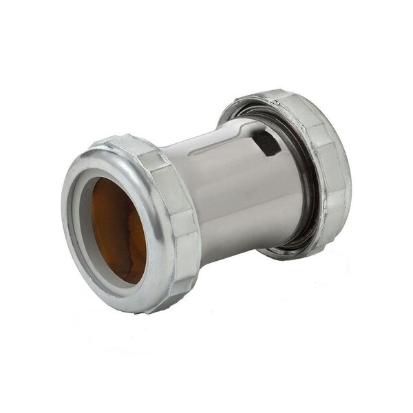 Thrifco Plumbing 1-1/2 Inch Chrome Plated Brass Slip Joint Coupling with Nuts and Washers 4400262 - main